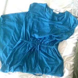 Casual long turquoise dress